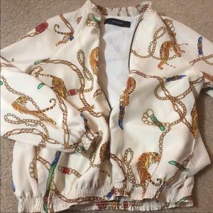 Zara Tiger Jewel zip up jacket size XS